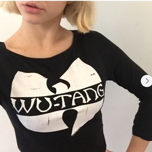 H&M Wutang Graphic Cropped Long Sleeve Tee Shirt